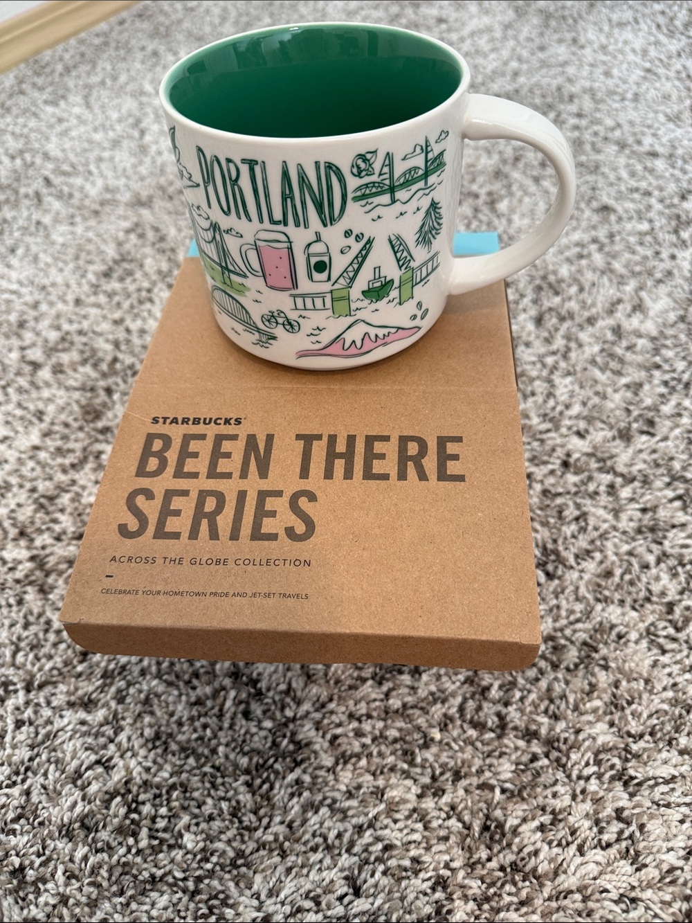 Starbucks Portland Been There Series Mug - White Exterior, Green Interior